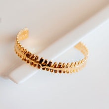 Load image into Gallery viewer, lavender cuff bracelet gold