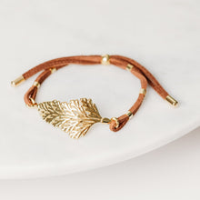 Load image into Gallery viewer, The Portuguese fern bracelet complemented by vegetable suede is a perfect piece to be worn alone or stacked (layered) with other pieces.