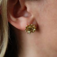 Load image into Gallery viewer, gold sempre viva small flower earrings studs
