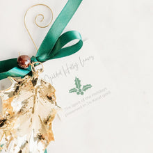 Load image into Gallery viewer, Holly Leaves Ornament in 24-Karat Gold
